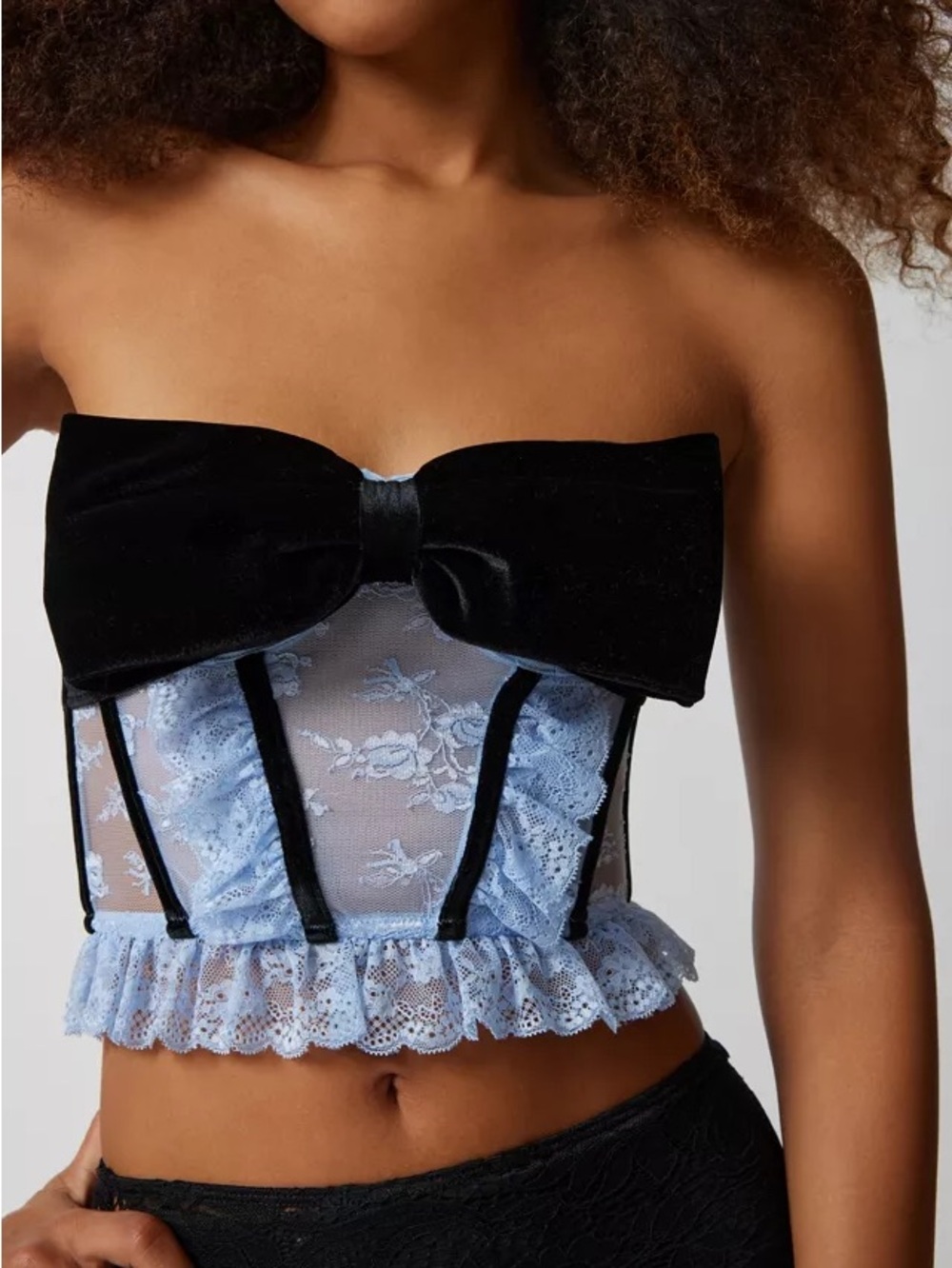 Out From Under Bow Down To Me Velvet & Lace Corset from Urban Outfitters